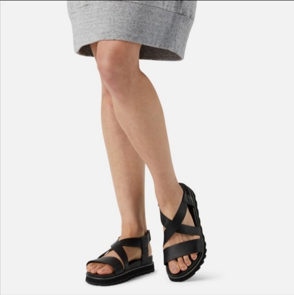 Sorel Black Crisscross Women's Sandals